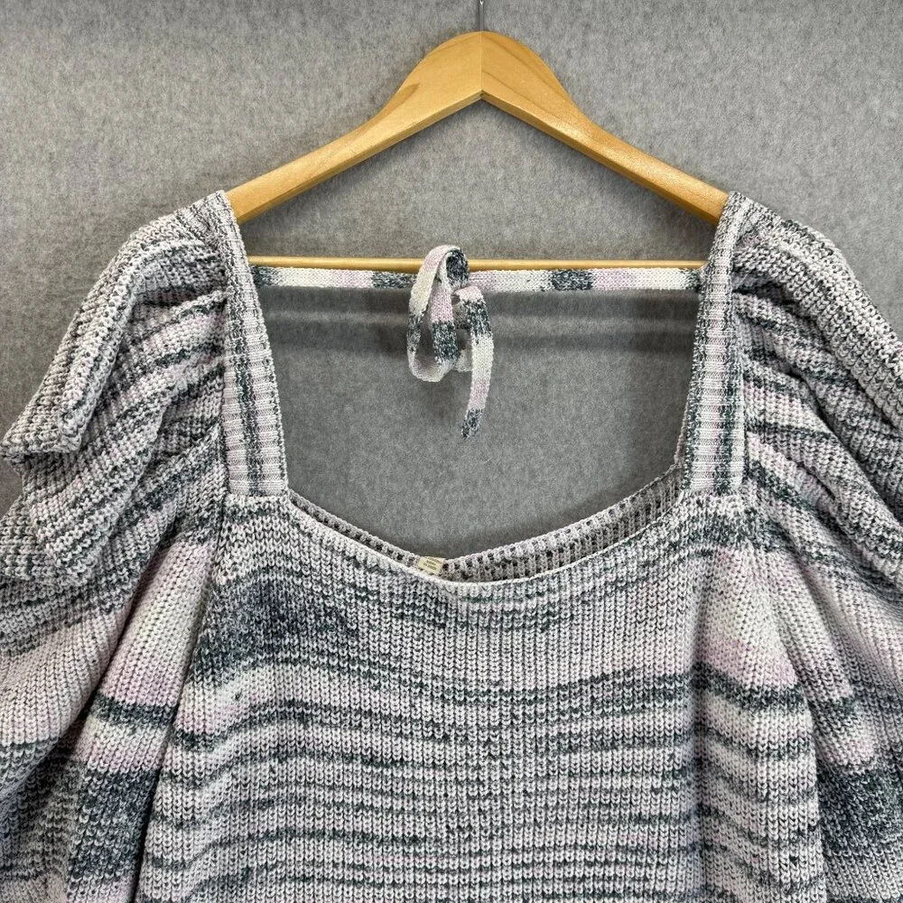Ted Baker Aspel Puff Sleeve Marled Knit Sweater Tie Back Women Size 5‎ US 12 NWT